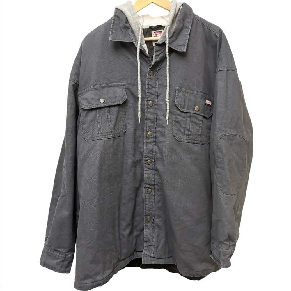 Dickies 3XL Canvas Hooded Men’s Jacket Quilted Lining Gray Snap & Zipper Front